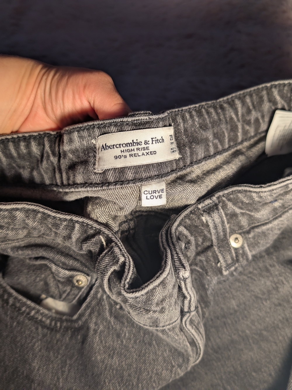 Abercrombie & Fitch High-Rise Relaxed Straight Jeans - Charcoal Gray - Picture 3 of 4